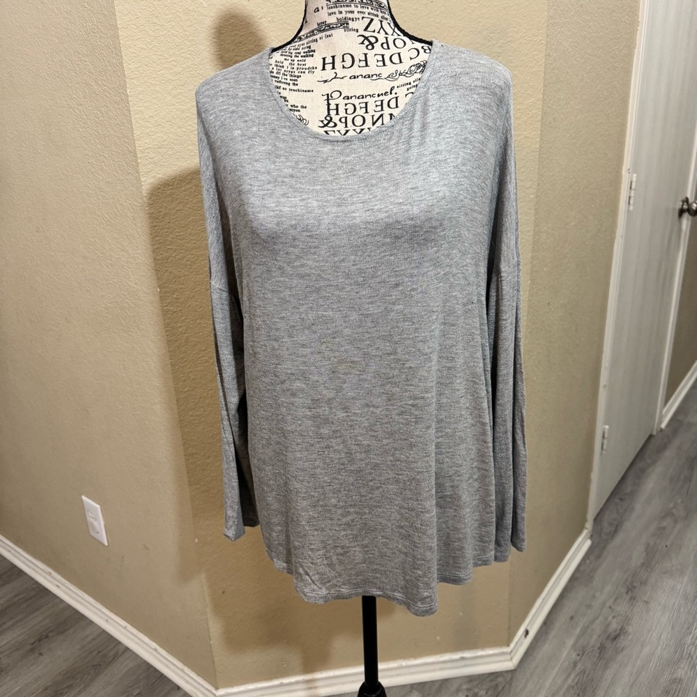 INC International Concepts Heather‎ Gray Long Sleeve Top